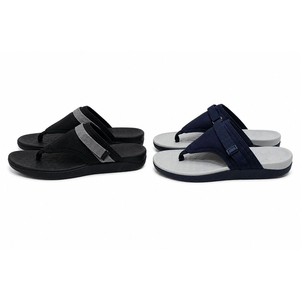 Bundle of 2 Medical Soles Orthotic Flip Flop Sandals Navy and Black Sz 7